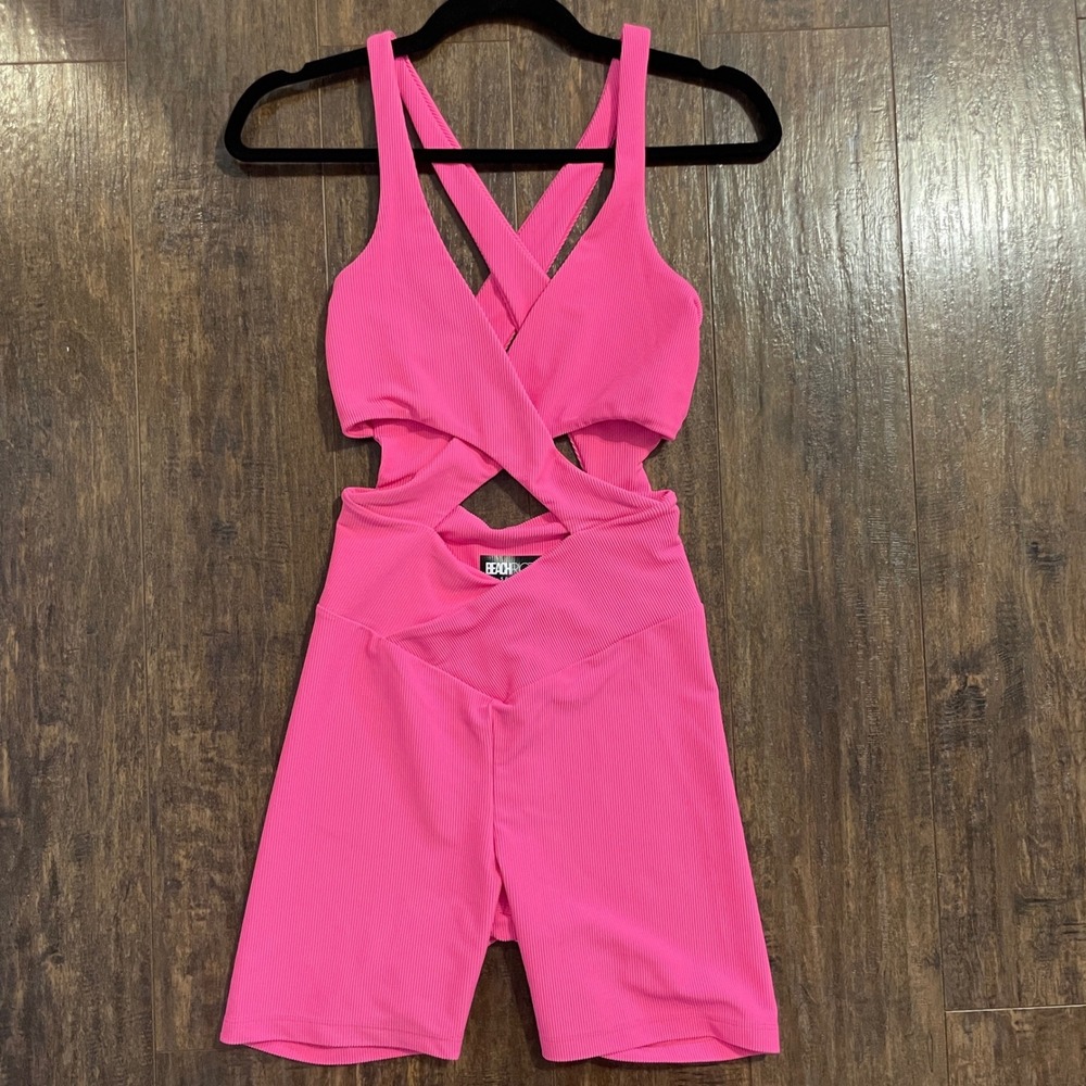Beach Riot Hot Pink Cutout Jumpsuit Romper